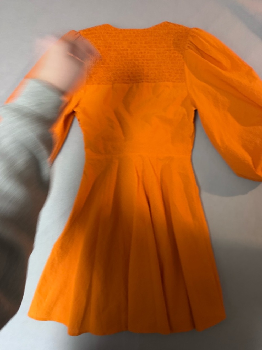 Ted Baker Orange Bow Front Mini Dress with Puff Sleeves - Picture 7 of 11